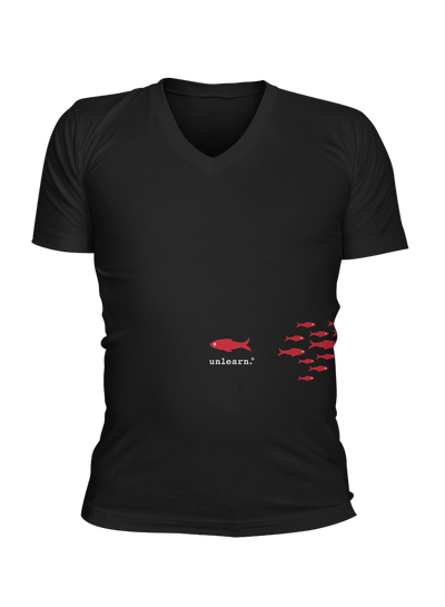 Fish - Unisex Black V-neck T-Shirt