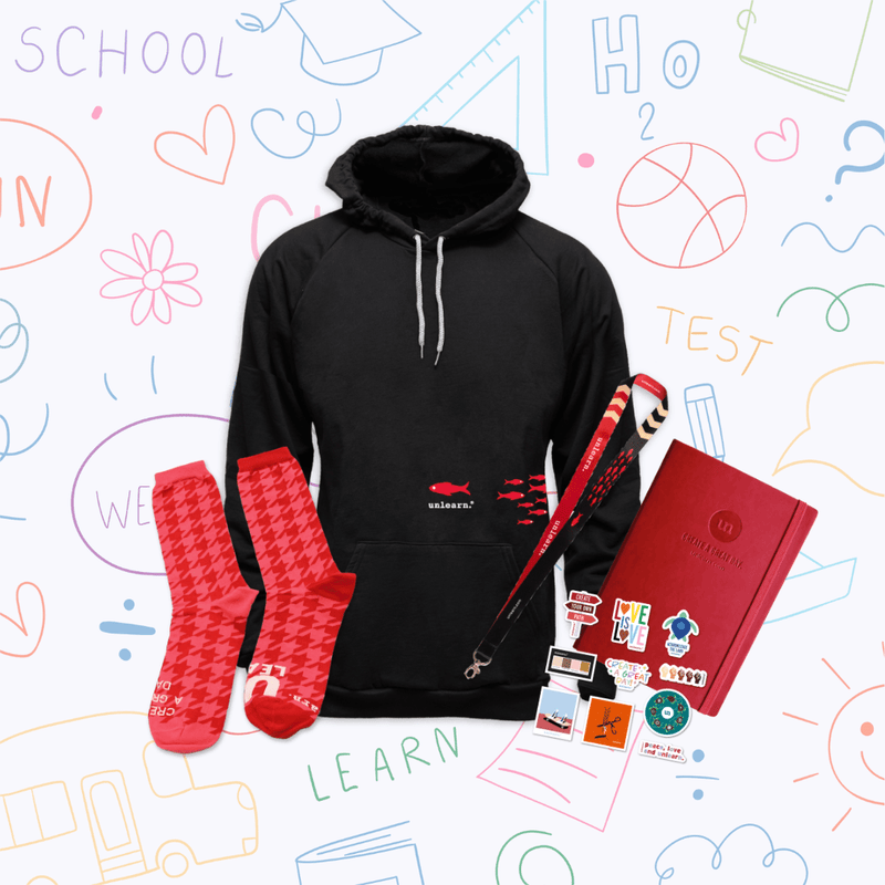 Back to School Bundle - New Fish Relaxed Fit Black Fleece Pullover Hoodie (5 Products)