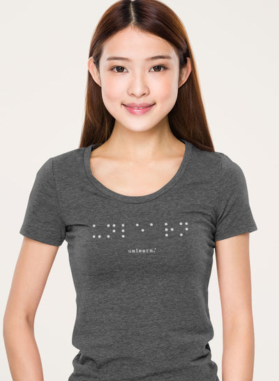 Braille - Women's Fitted Tri-Black T-Shirt