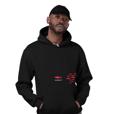 New Fish - Relaxed Fit Black Fleece Pullover Hoodie*