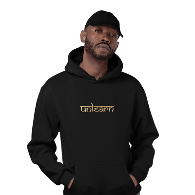 unlearn. Sanskrit - Unisex Black Fleece Pullover Hoodie*