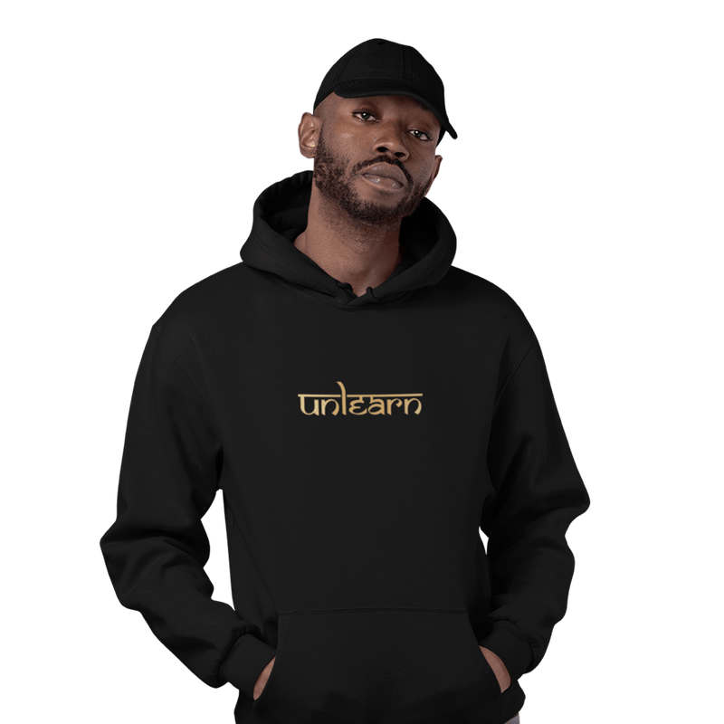 unlearn. Sanskrit - Unisex Black Fleece Pullover Hoodie*