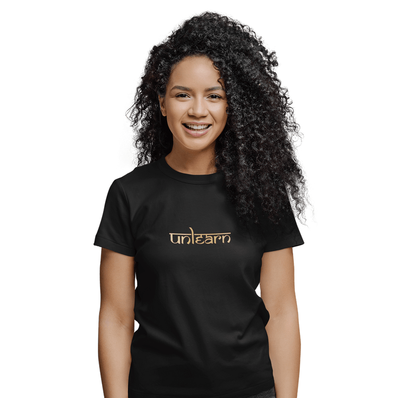 Sanskrit unlearn - Relaxed Fit Black T-Shirt – unlearn.