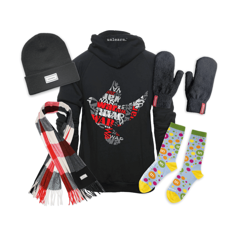 Head to Toe Bundle (5 Products) - War Dove - Gender Neutral Black Fleece Zipper Hoodie