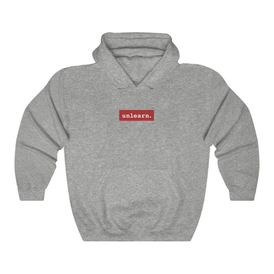unlearn Red Box Logo - Relaxed Fit Hoodie