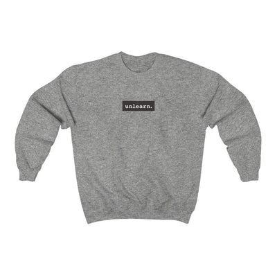 unlearn Dark Grey Box Logo - Relaxed Fit Crewneck Sweatshirt