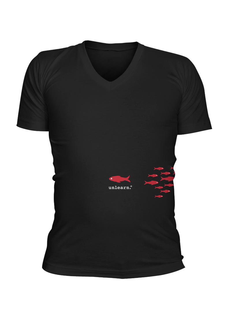 Fish - Unisex Black V-neck T-Shirt