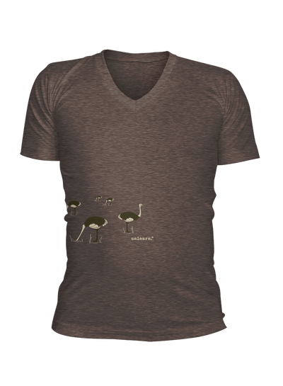 Ostrich - Unisex Coffee Brown V-neck-T-shirt