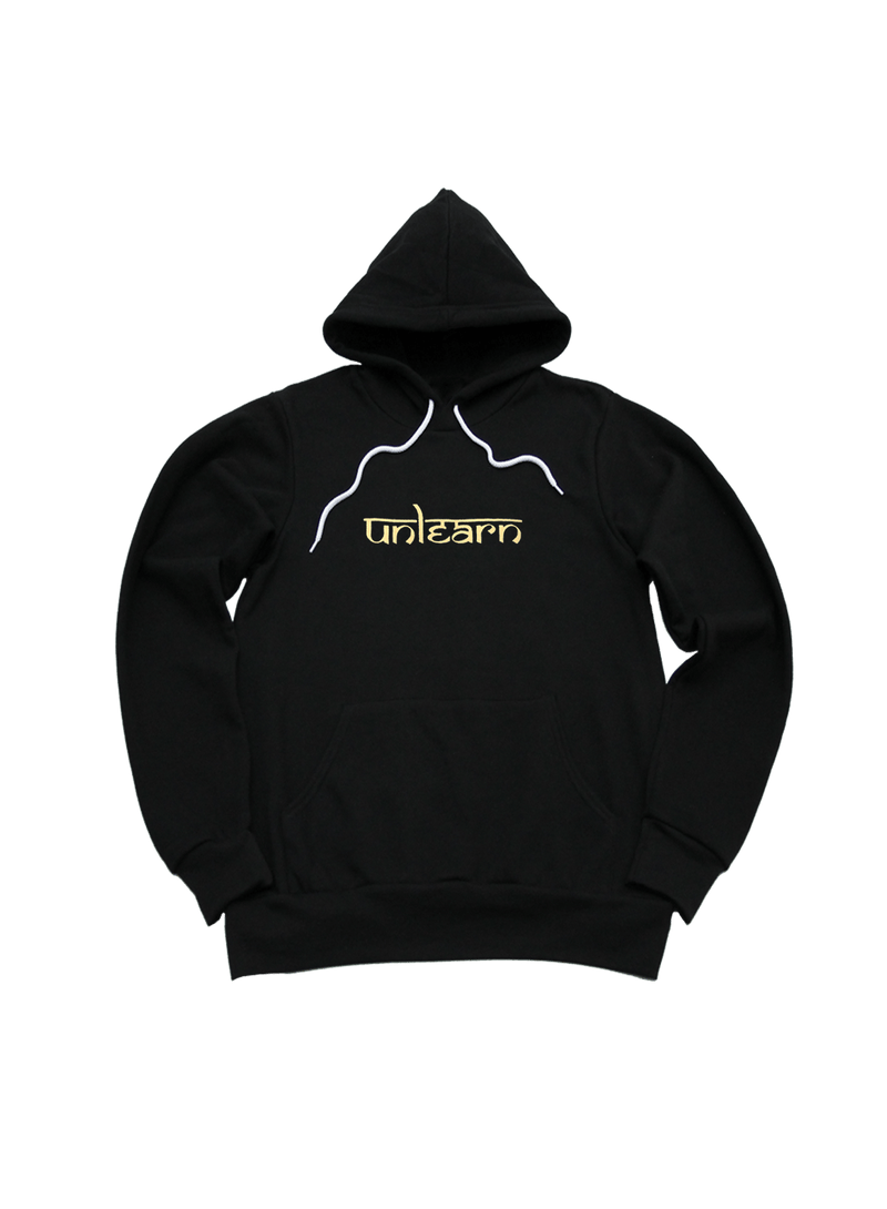 unlearn. Sanskrit - Unisex Black Fleece Pullover Hoodie*